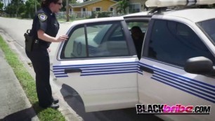 LESBIAN COPS suck criminal big black cock at the same time