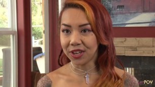 This beautiful Asian lesbian with pierced nipples and lush lips gets a royal sex treatment in a jacuzzi